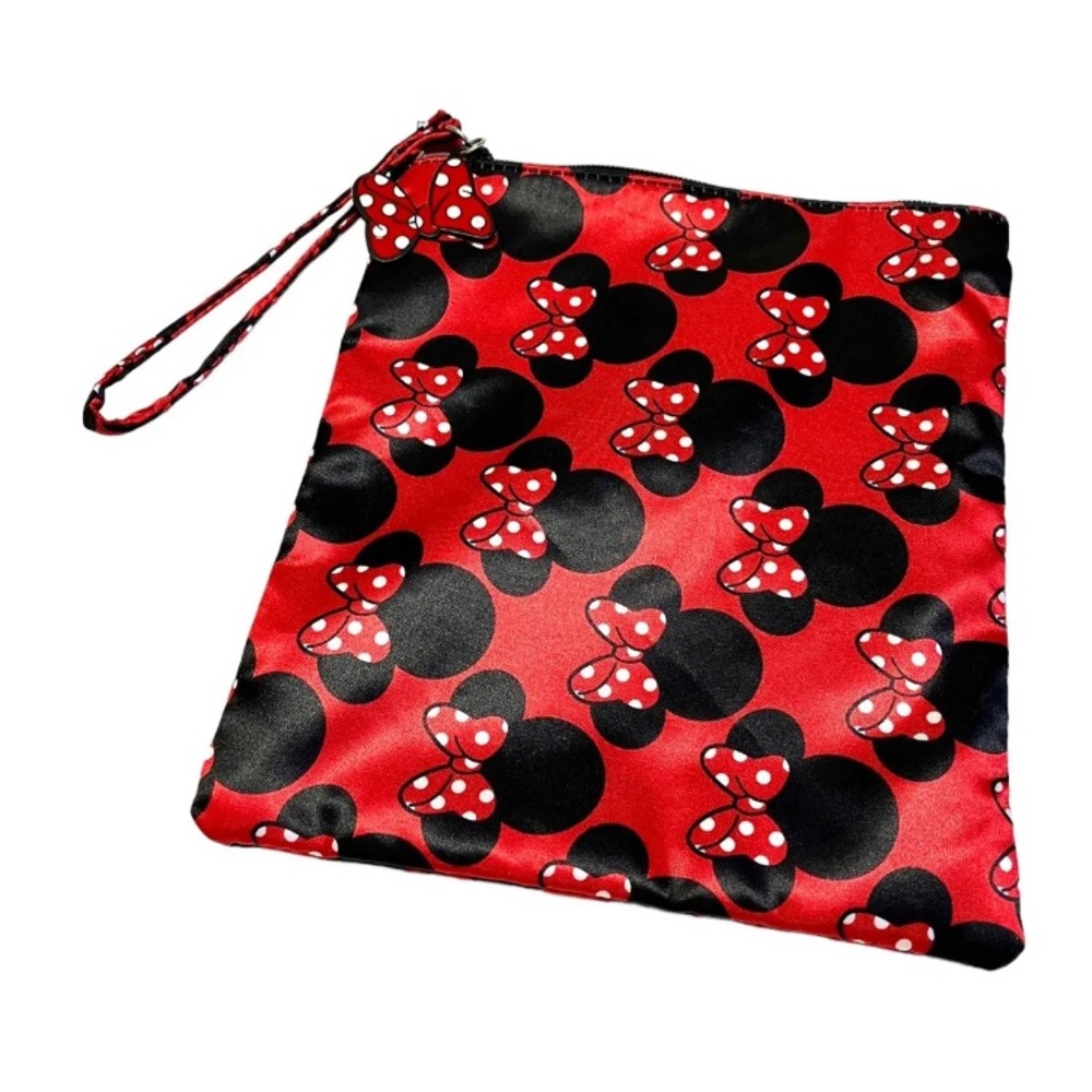 Disney Minnie Mouse Purse Black Ears Red White Polka Dot Bow With Enamel Charm